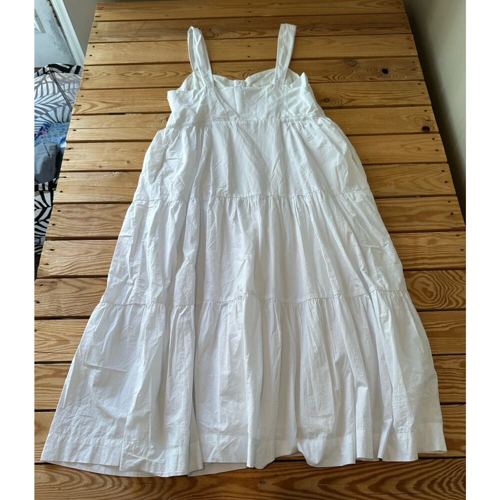 Madewell NWT Women’s Button Front Tiered MIDI Sleeveless Dress Size 14 White D11 - Picture 3 of 8